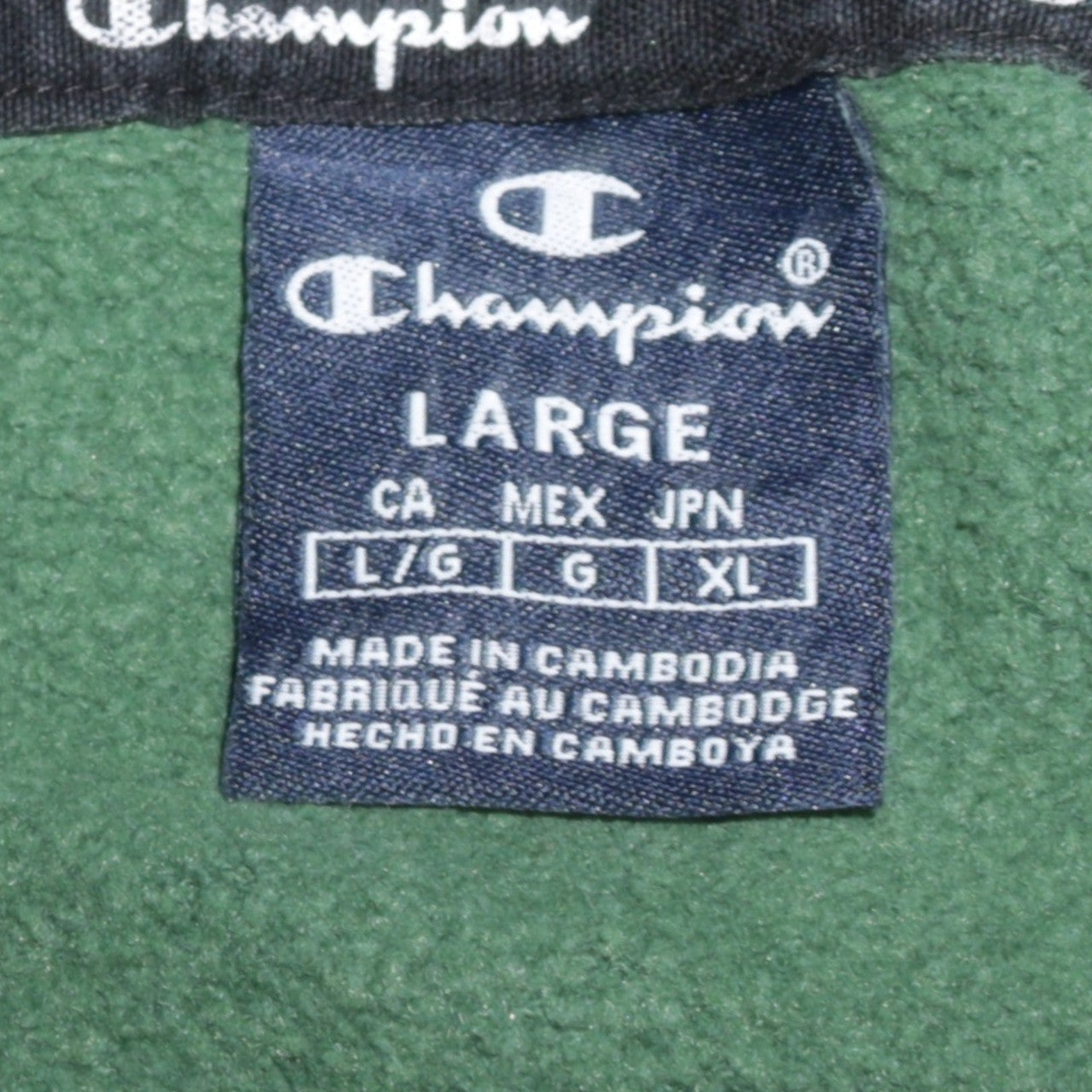 Champion Men Green Pullover Hoodie Large Logo Strip Sleeve Sportswear