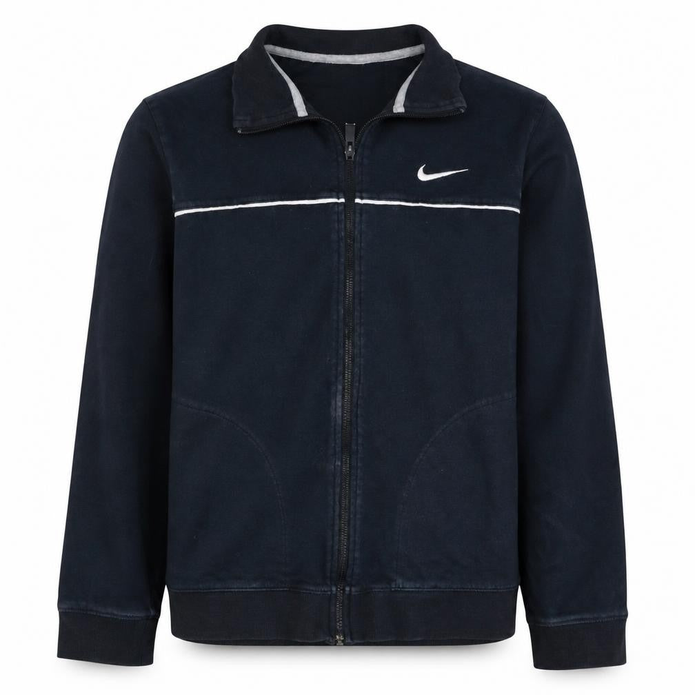 Front view of Nike Men's Black Medium Track Jacket Full Zip Athletic Top
