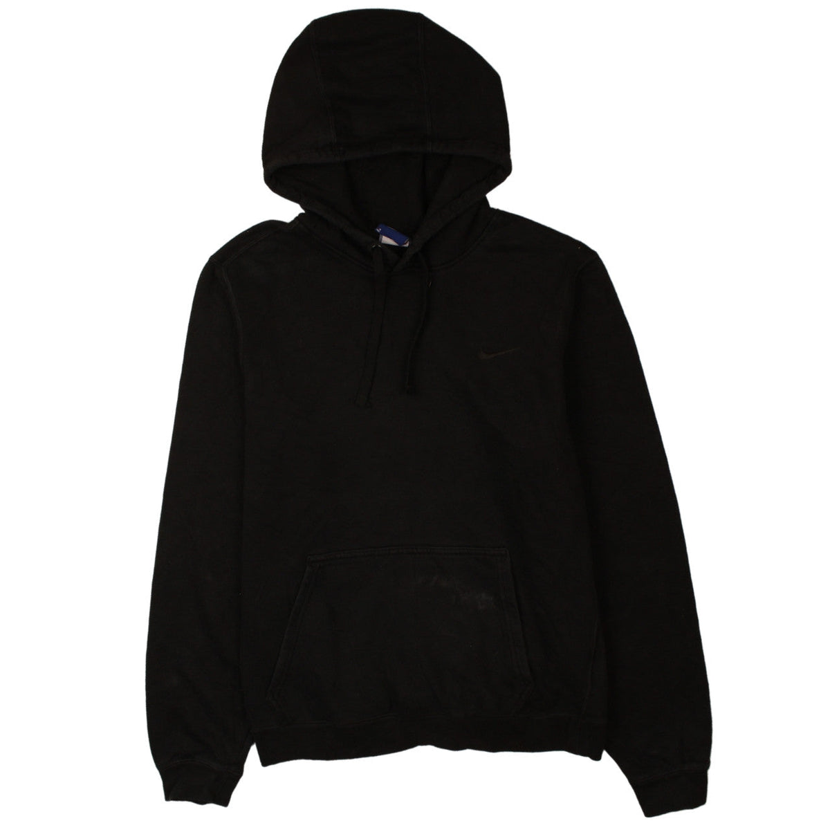 Additional front view of Nike Men's Black Pullover Hoodie, size S, Fleece Logo Sweatshirt
