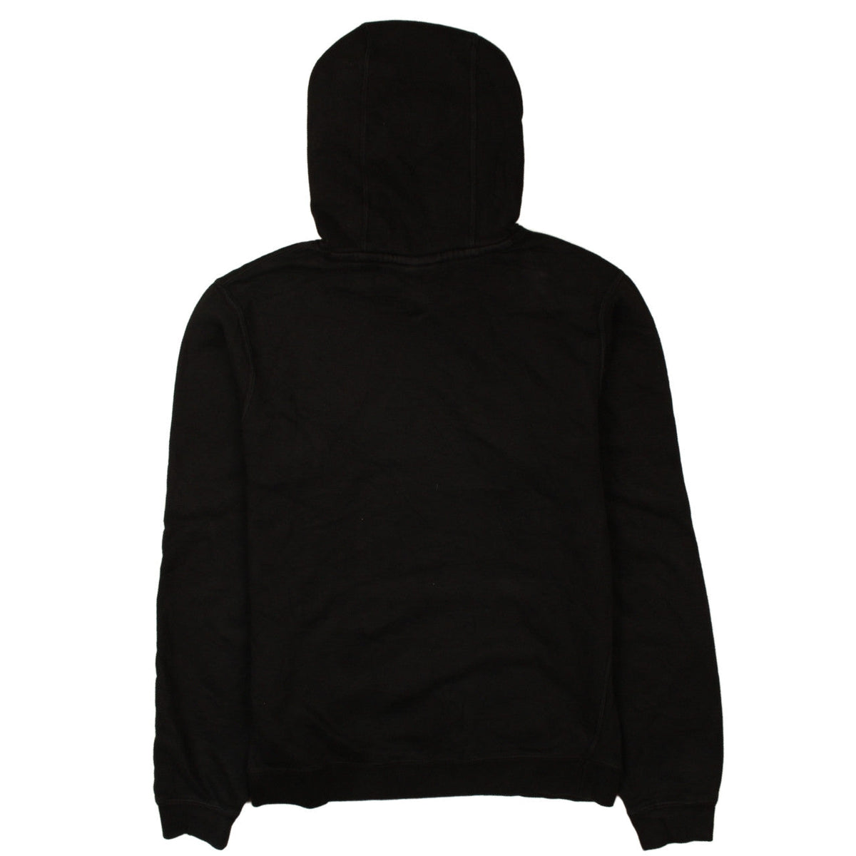 Back view of Nike Men's Black Pullover Hoodie, size S, Fleece Logo Sweatshirt