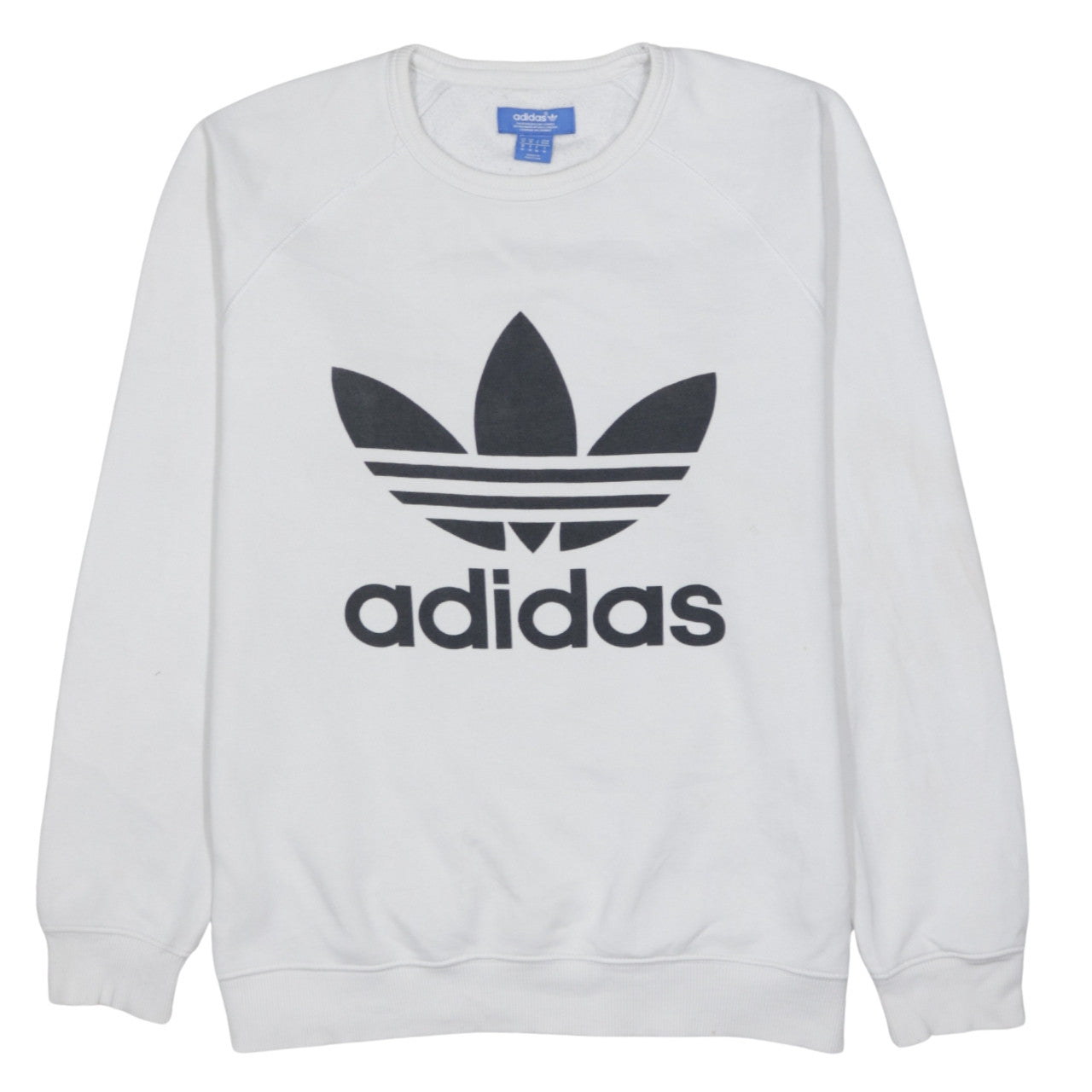 Adidas Men's White Crew Neck Logo Pullover Sweatshirt Size M