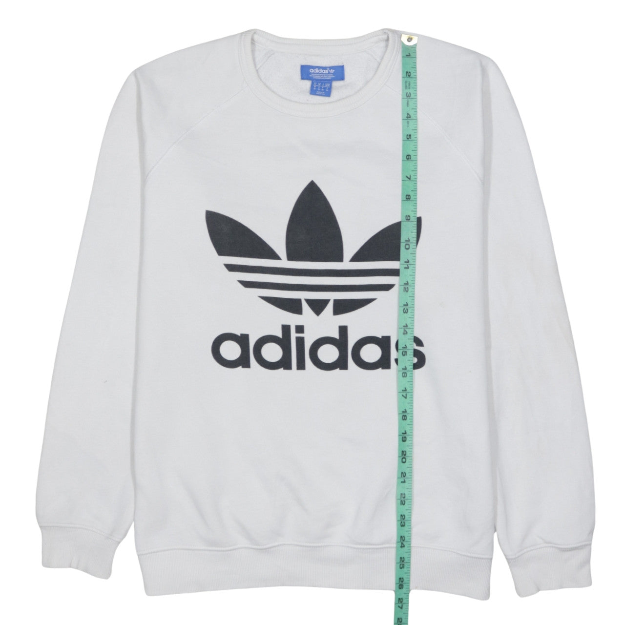 Adidas Men's White Crew Neck Logo Pullover Sweatshirt Size M