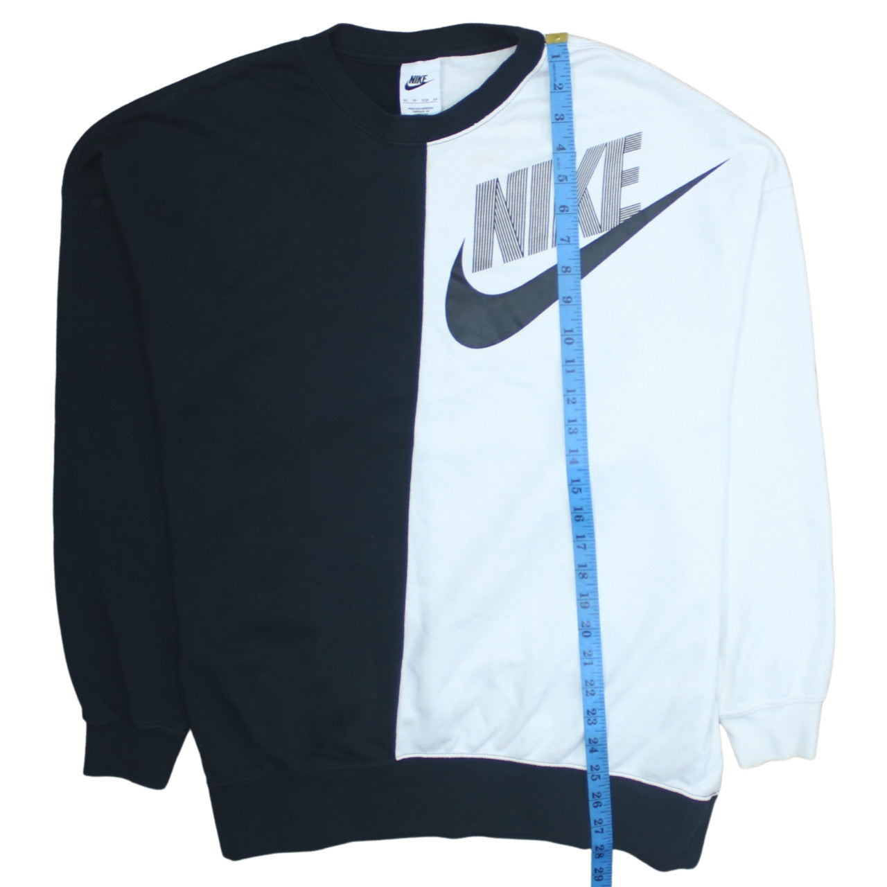 Nike Womens Black & White Pullover Sweatshirt XS Graphic Logo Crew Neck