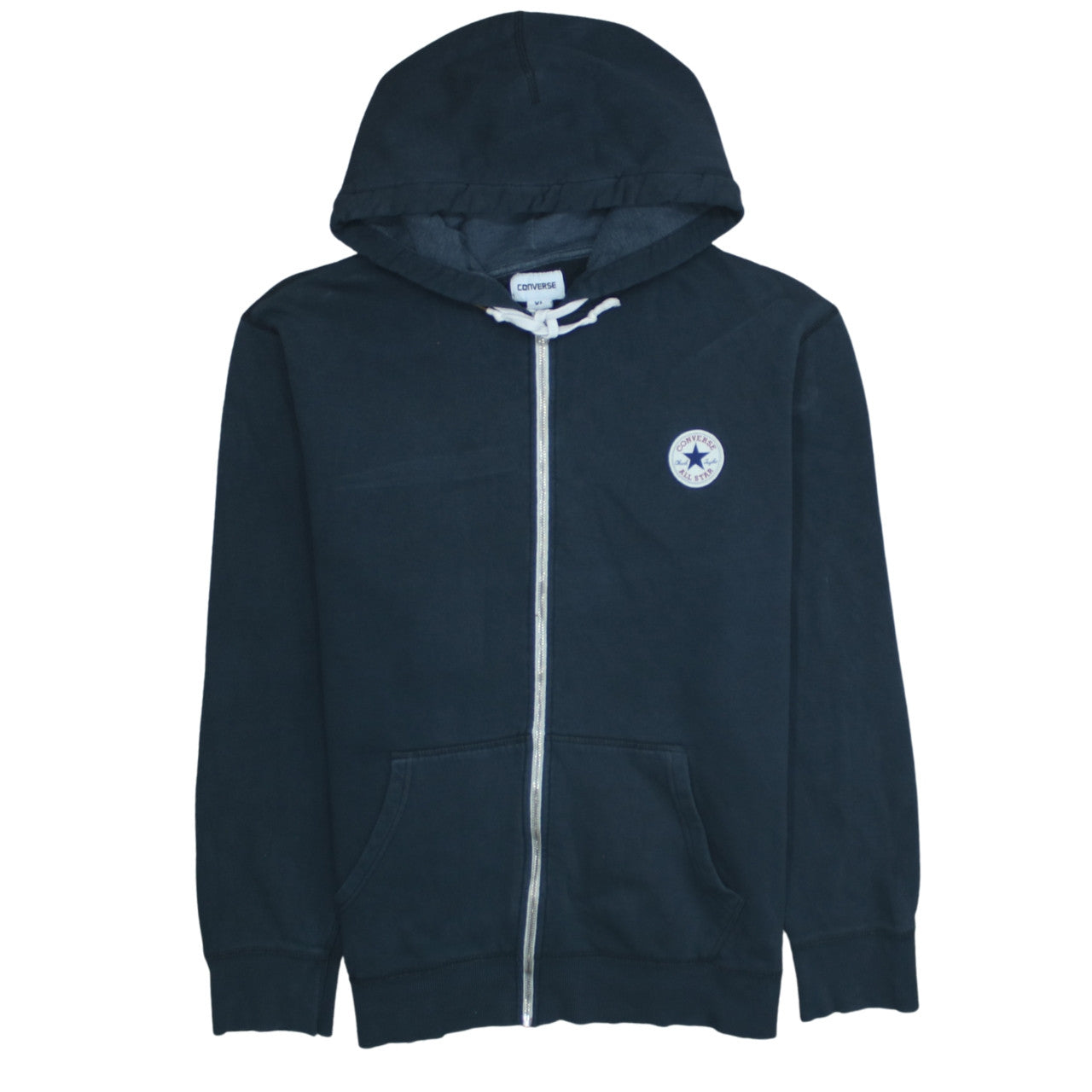 Converse Men’s Black Full Zip Hoodie XL Fleece Logo Sweater
