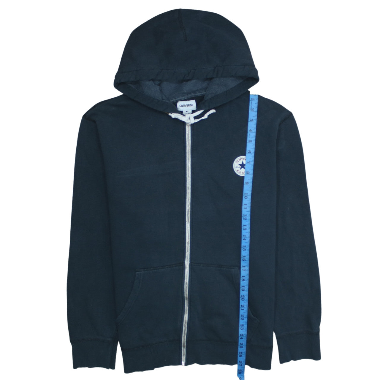 Converse Men’s Black Full Zip Hoodie XL Fleece Logo Sweater