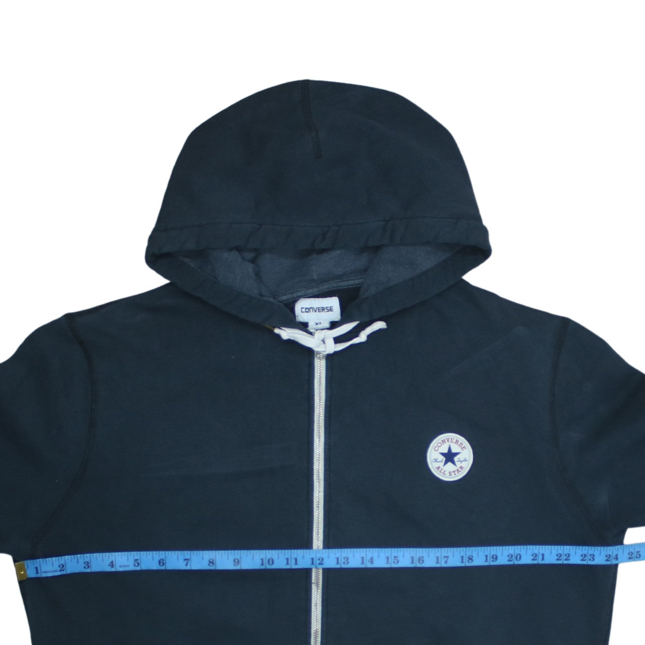 Converse Men’s Black Full Zip Hoodie XL Fleece Logo Sweater