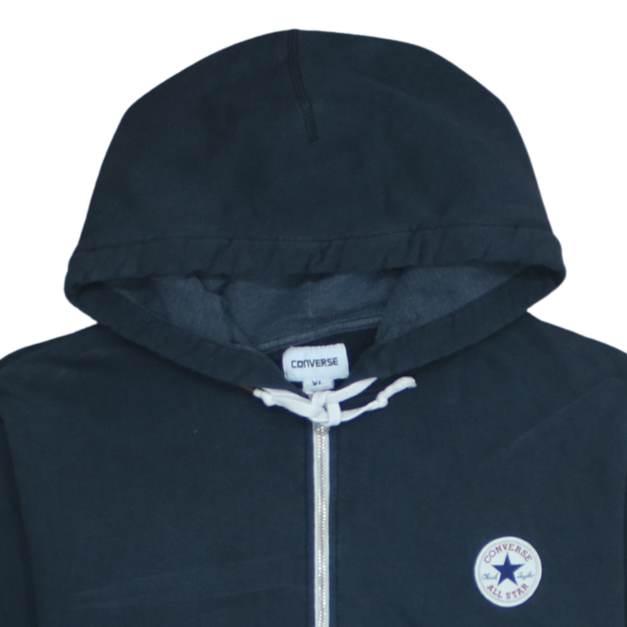 Converse Men’s Black Full Zip Hoodie XL Fleece Logo Sweater