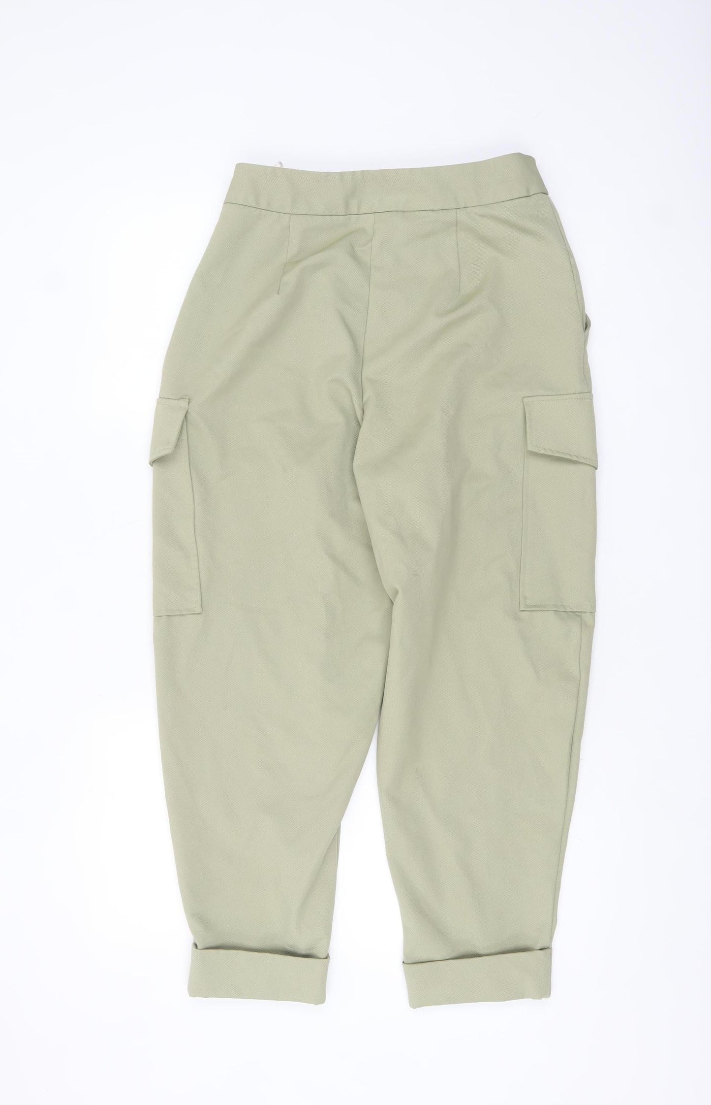 River Island Women Green Cargo Trousers Size 10 Cotton Twill