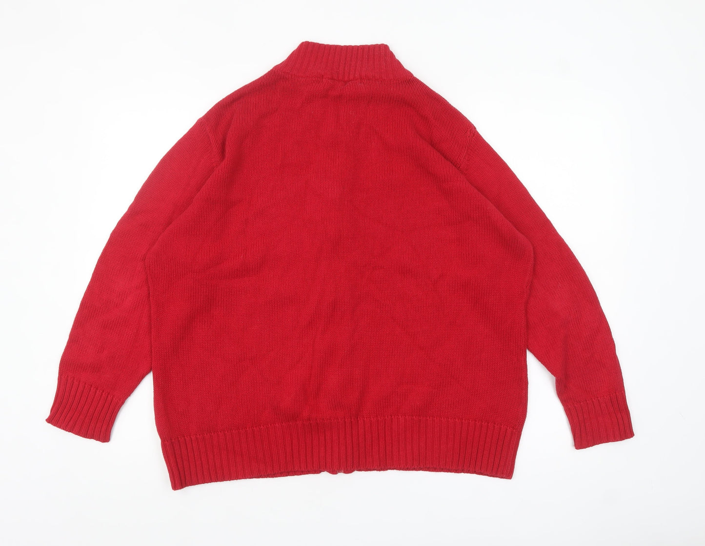 EWM Women’s Red Cotton Full Zip High Neck Jumper Size 22