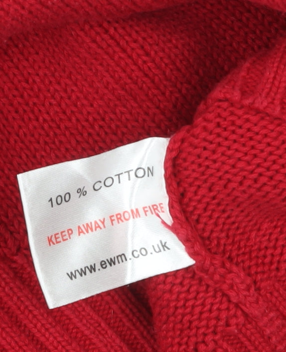 EWM Women’s Red Cotton Full Zip High Neck Jumper Size 22