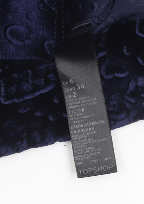 Topshop Women's Blue Velvet Bodycon Halter Sleeveless Dress UK 6