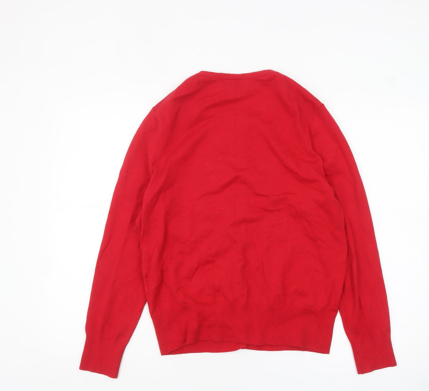 Lands' End Women's Red Cotton Petite Cardigan L