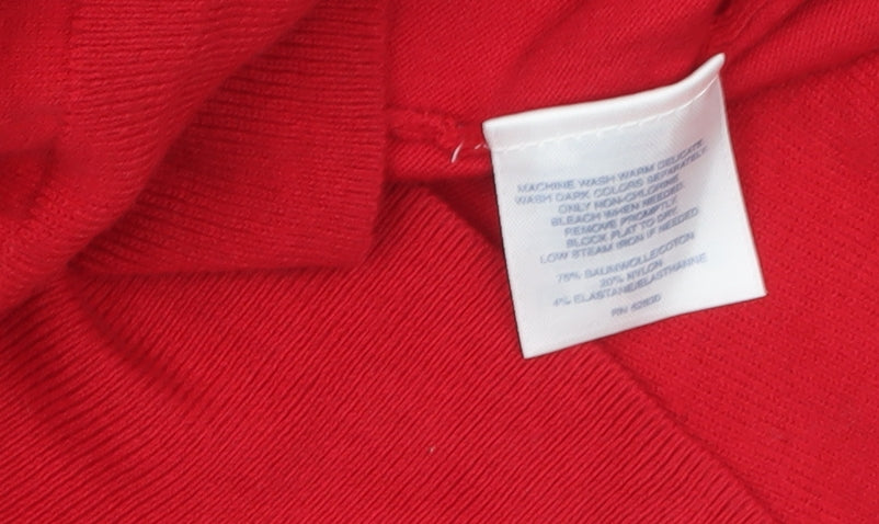 Lands' End Women's Red Cotton Petite Cardigan L