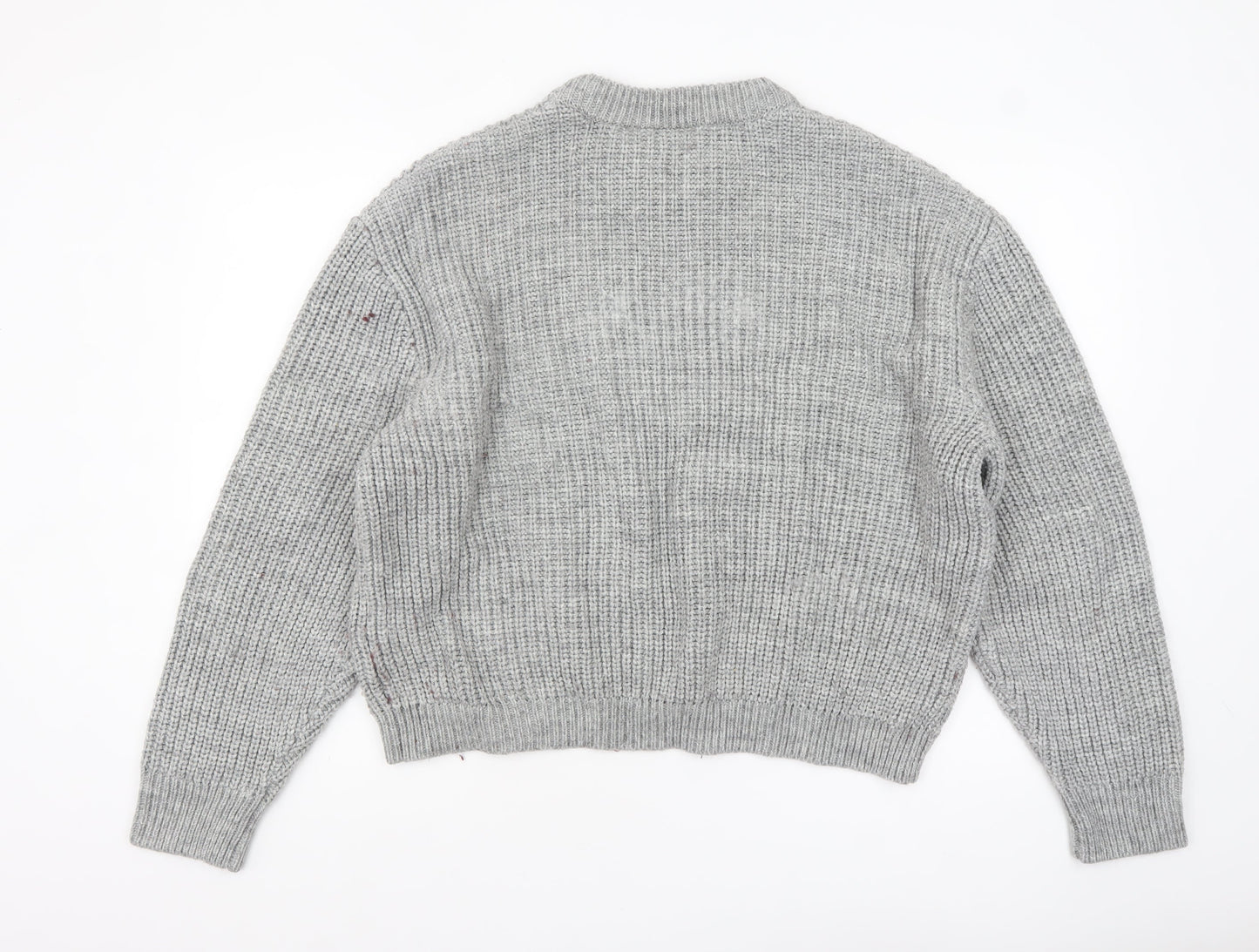 Weekday Women's Grey Chunky Knit Wool Blend Pullover Jumper M