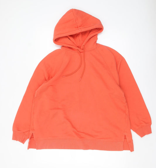 Marks and Spencer Women Coral Orange Pullover Hoodie Size 16 Cotton Blend