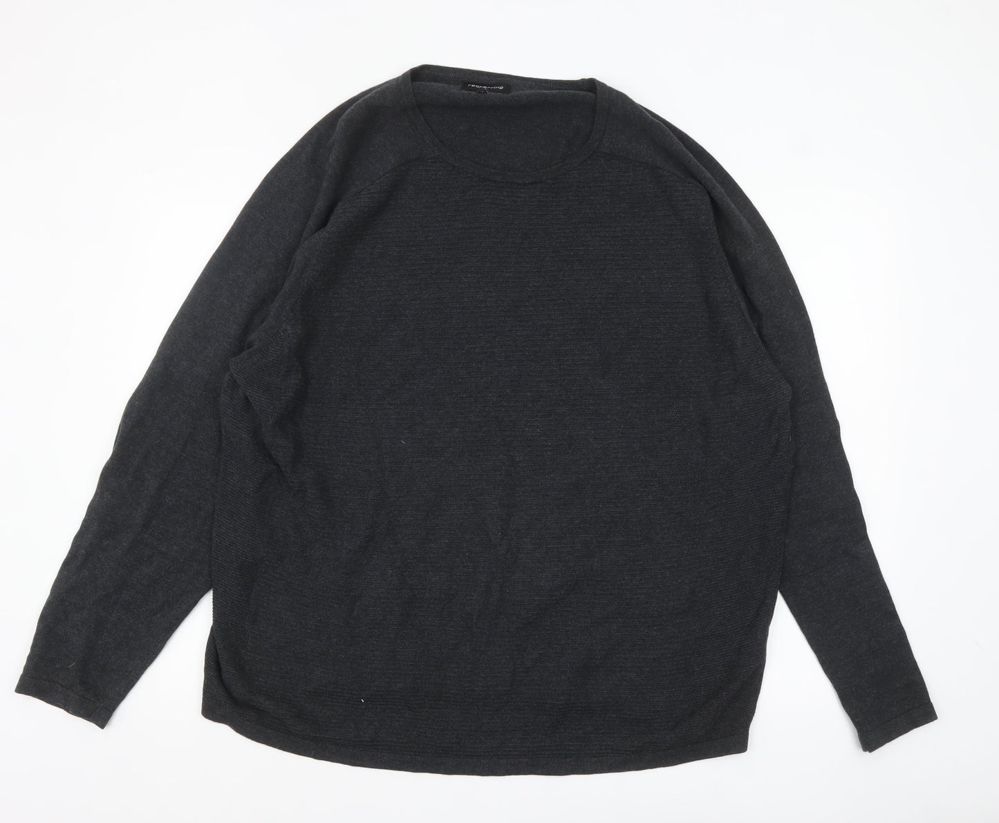 Red Herring Men's Black 2XL Cotton Crew Neck Pullover Jumper