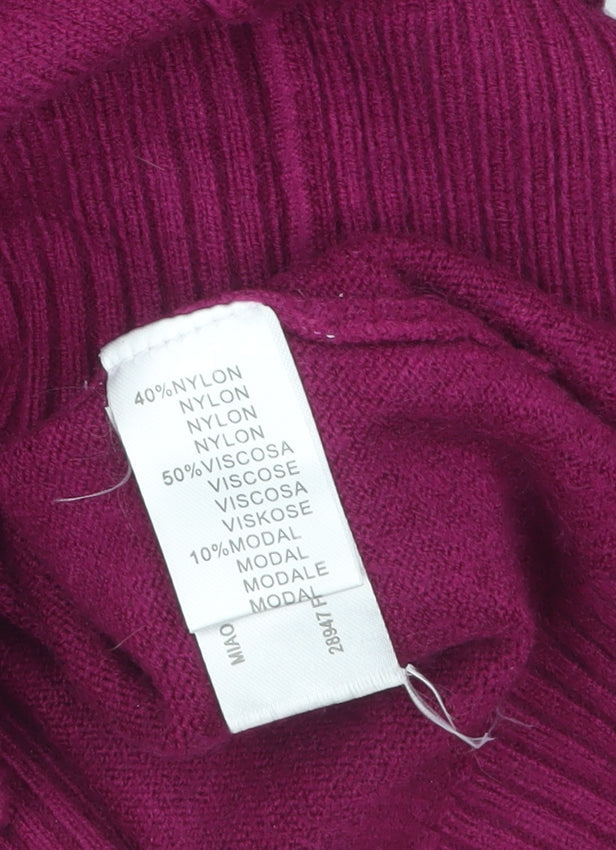 MIAO Womens Purple Long Sleeve Tunic Knit Jumper Size L