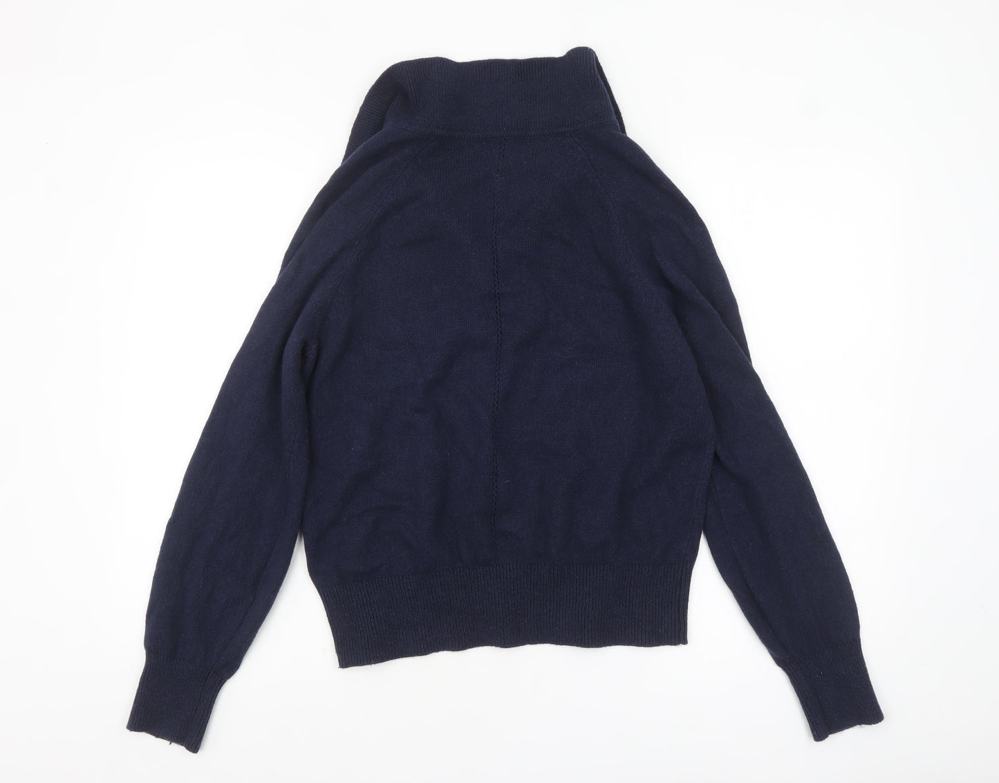 Joules Women's Blue Collared Knit Cotton Blend Jumper Size 12