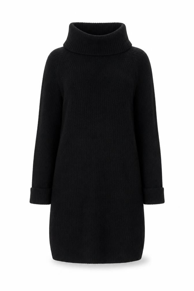 Front view of Brave Soul Women's Black Roll Neck Long Sleeve Knit Jumper M