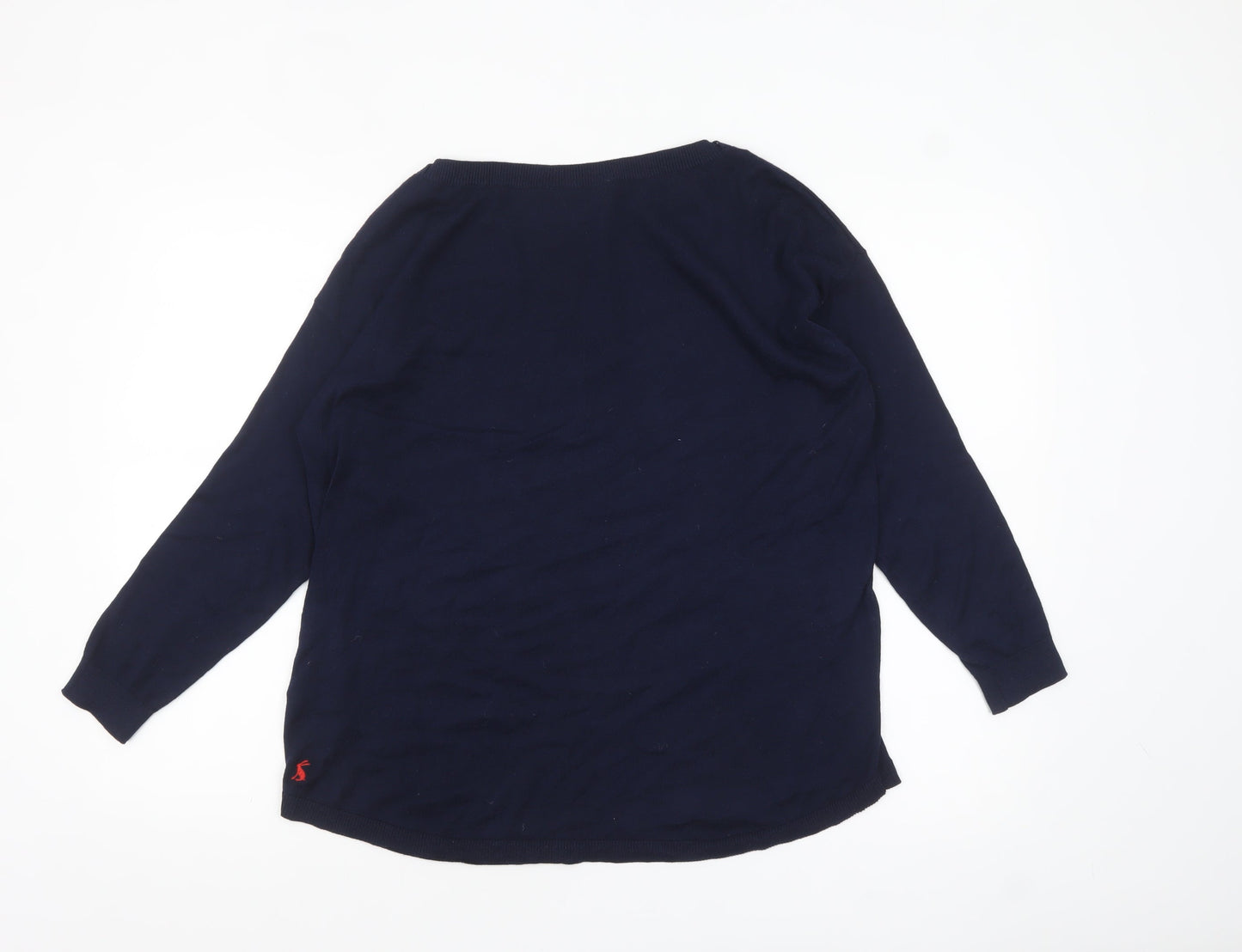 Joules Women Blue Cotton Crew Neck Long Sleeve Pullover Jumper Size 10