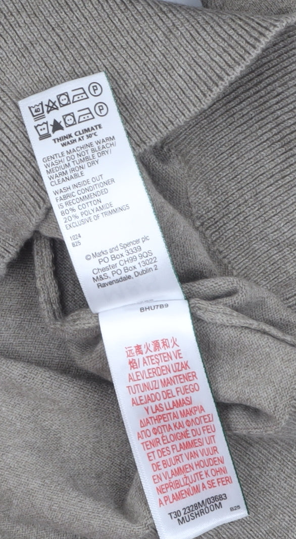 Marks and Spencer Men's Beige Cotton 1/2 Zip Jumper Size S Regular