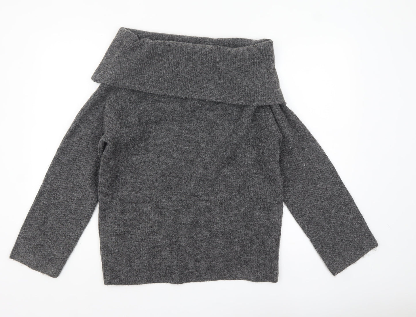 H&M Women’s Grey Cowl Neck Chunky Knit Jumper Size S