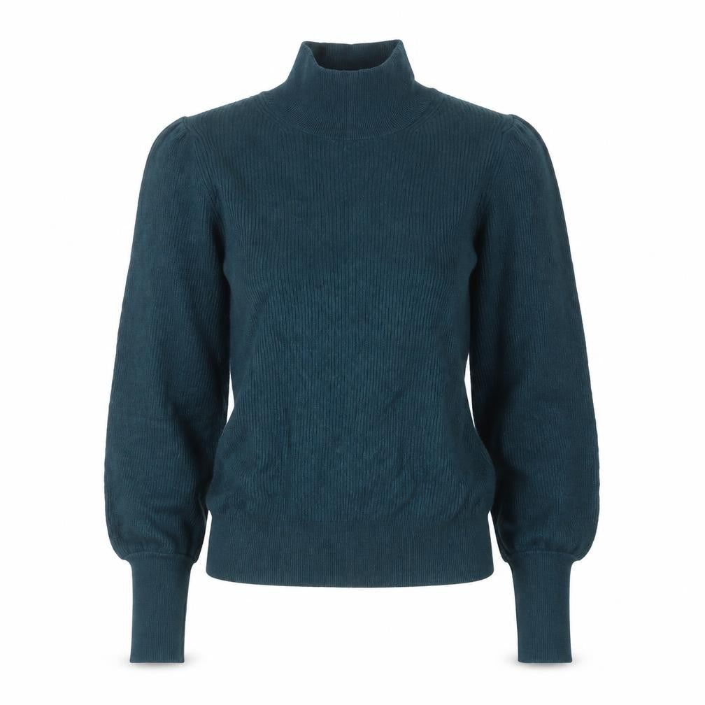Front view of Hush Women’s Green Mock Neck Wool Blend jumper XS
