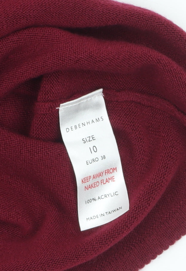 Debenhams Women Red Sequin Crew Neck Short Sleeve Jumper Size 10