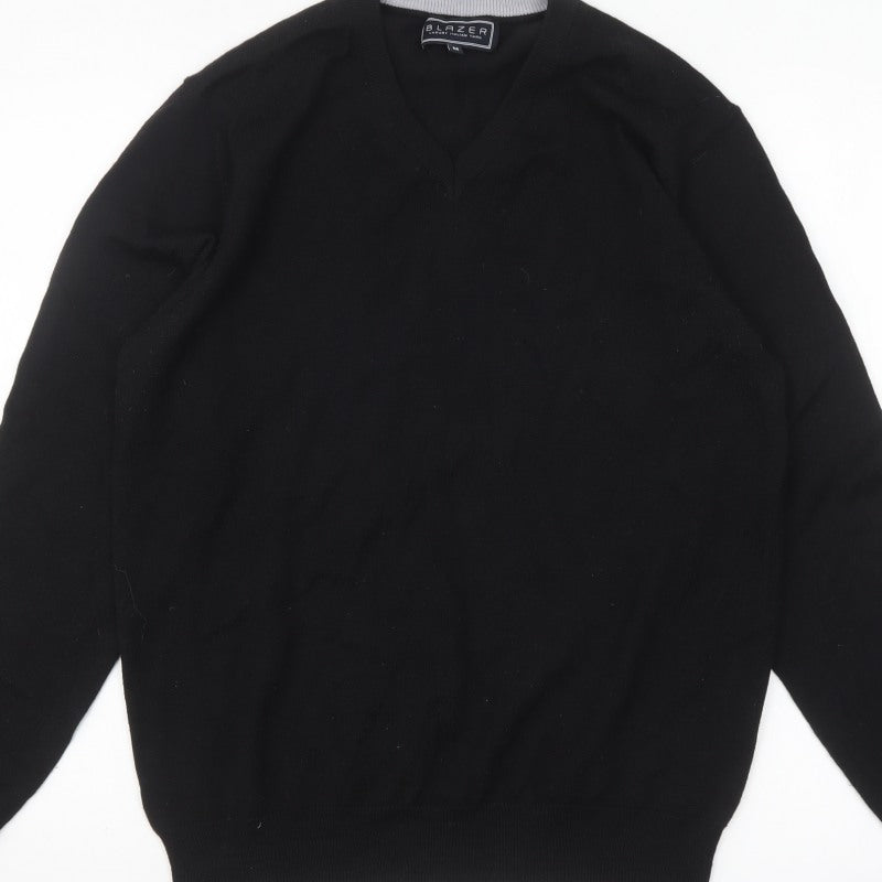 Additional view of Blazer Men's Black V-Neck jumper, size M, Classic Knit