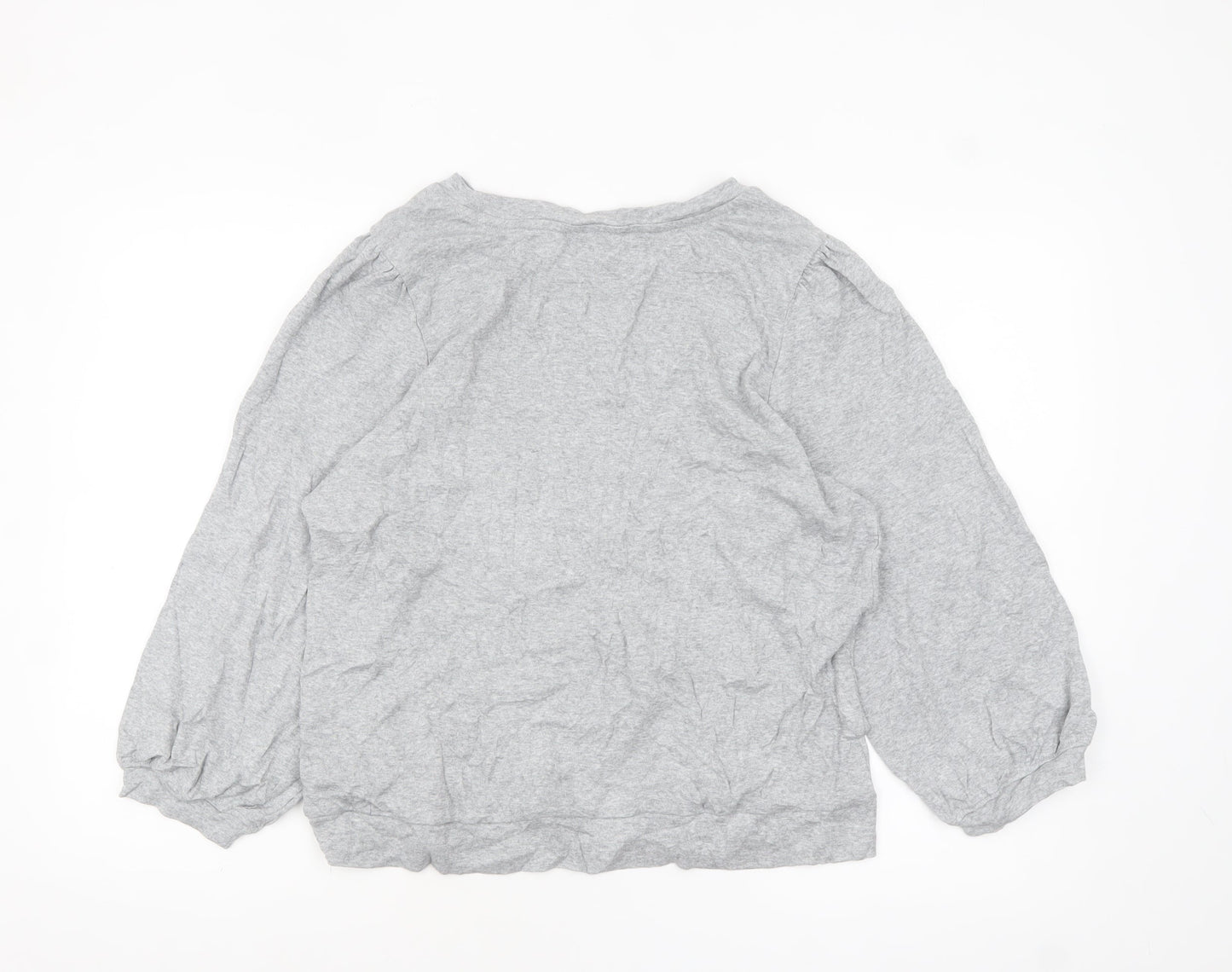 Hush Womens Grey Cotton Long Sleeve Basic Blouse Size L