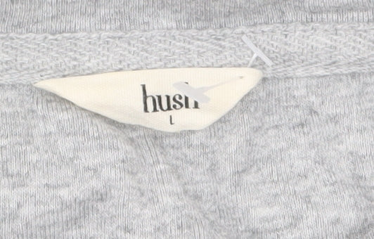 Hush Womens Grey Cotton Long Sleeve Basic Blouse Size L