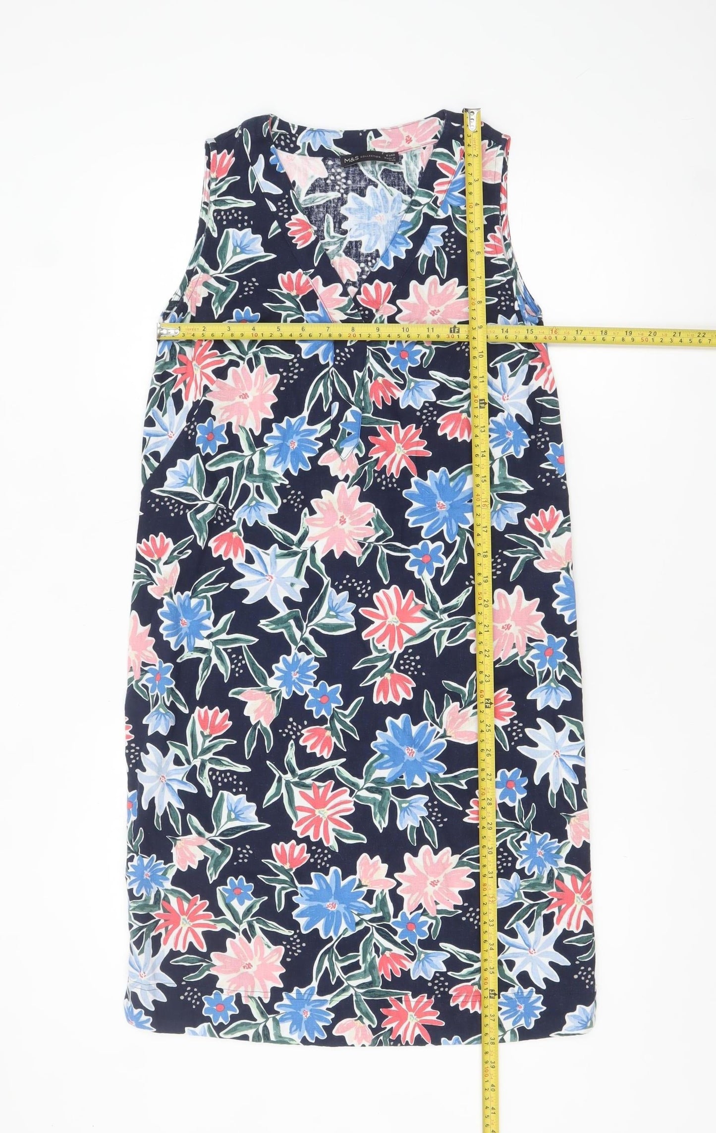 Marks and Spencer Women's Multicoloured Floral Shift Dress Size 6 Long