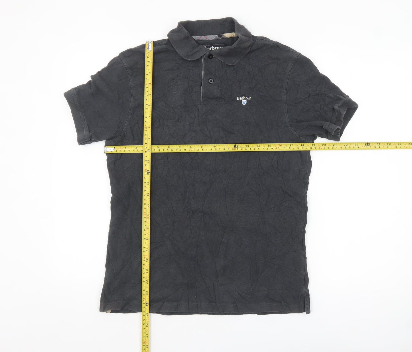 Barbour Men's Black Cotton Short Sleeve Polo Shirt Size L