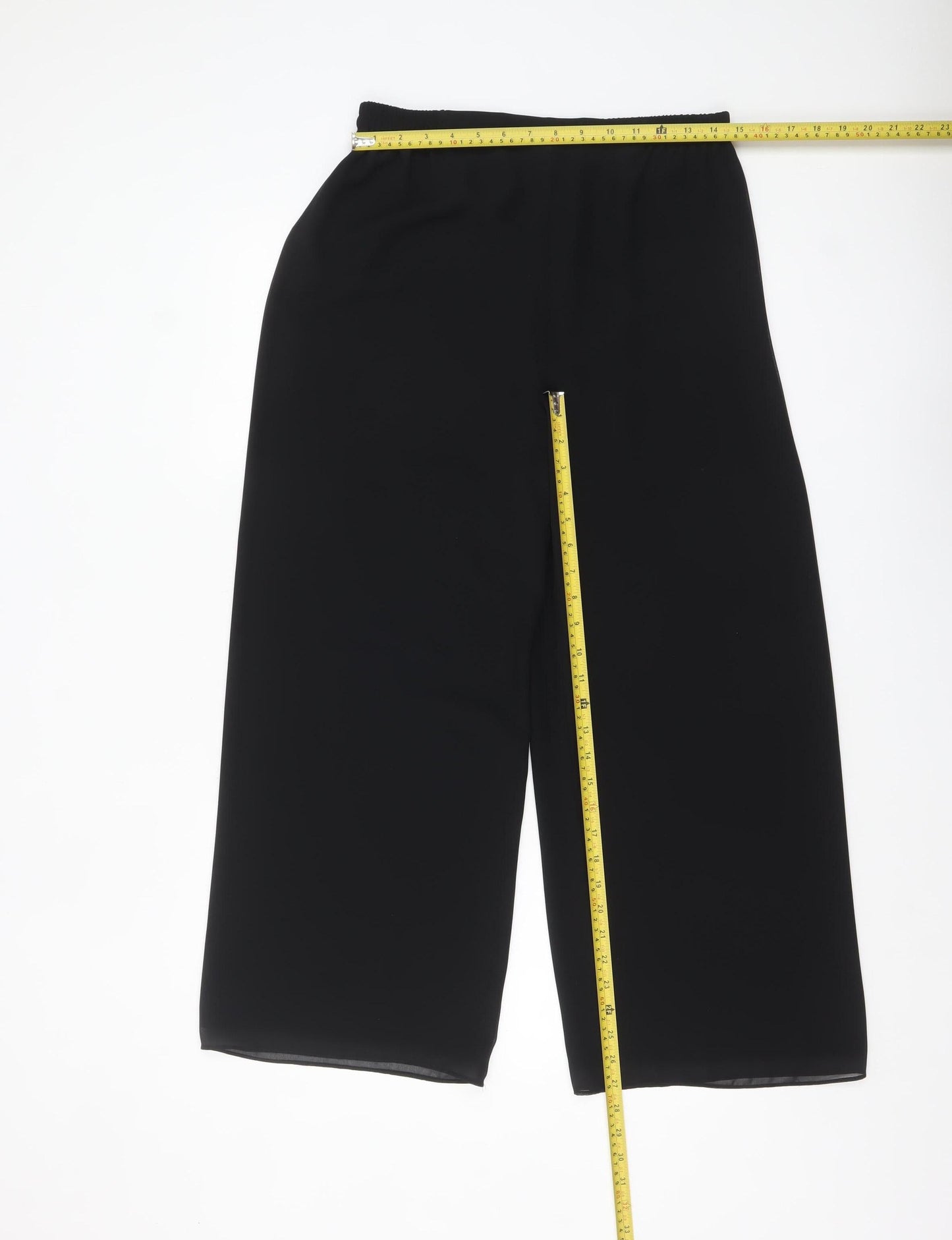 Frank Usher Women's Black Cropped Wide-Leg Trousers Size 12