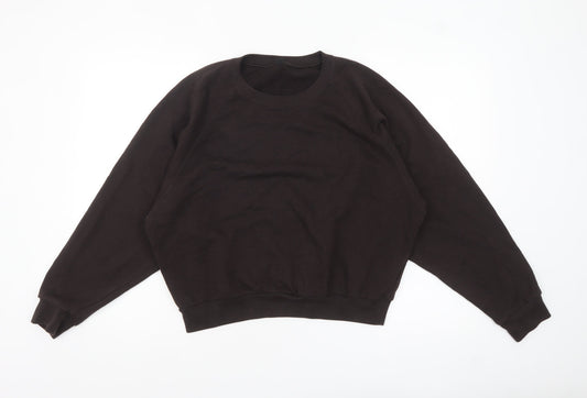 Uniqlo Womens Black Cotton Blend Crew Neck Pullover Sweatshirt L