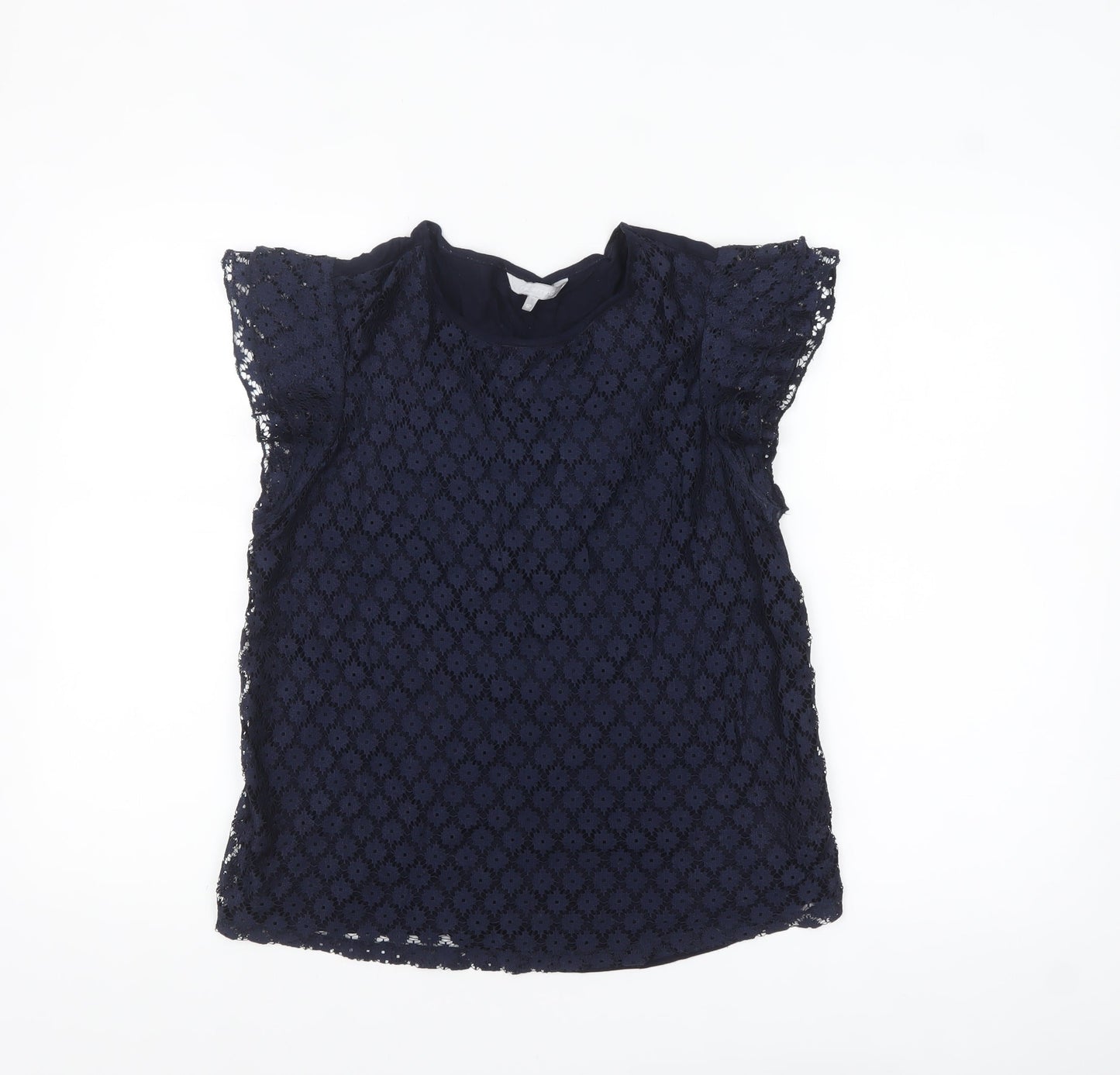 Red Herring Women's Blue Lace Flutter Sleeve Blouse Size 12