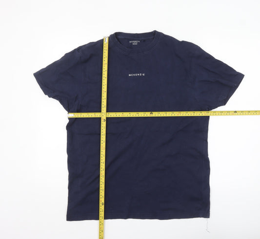 McKenzie Women's Blue Basic Crew Neck Cotton T-Shirt Size 12