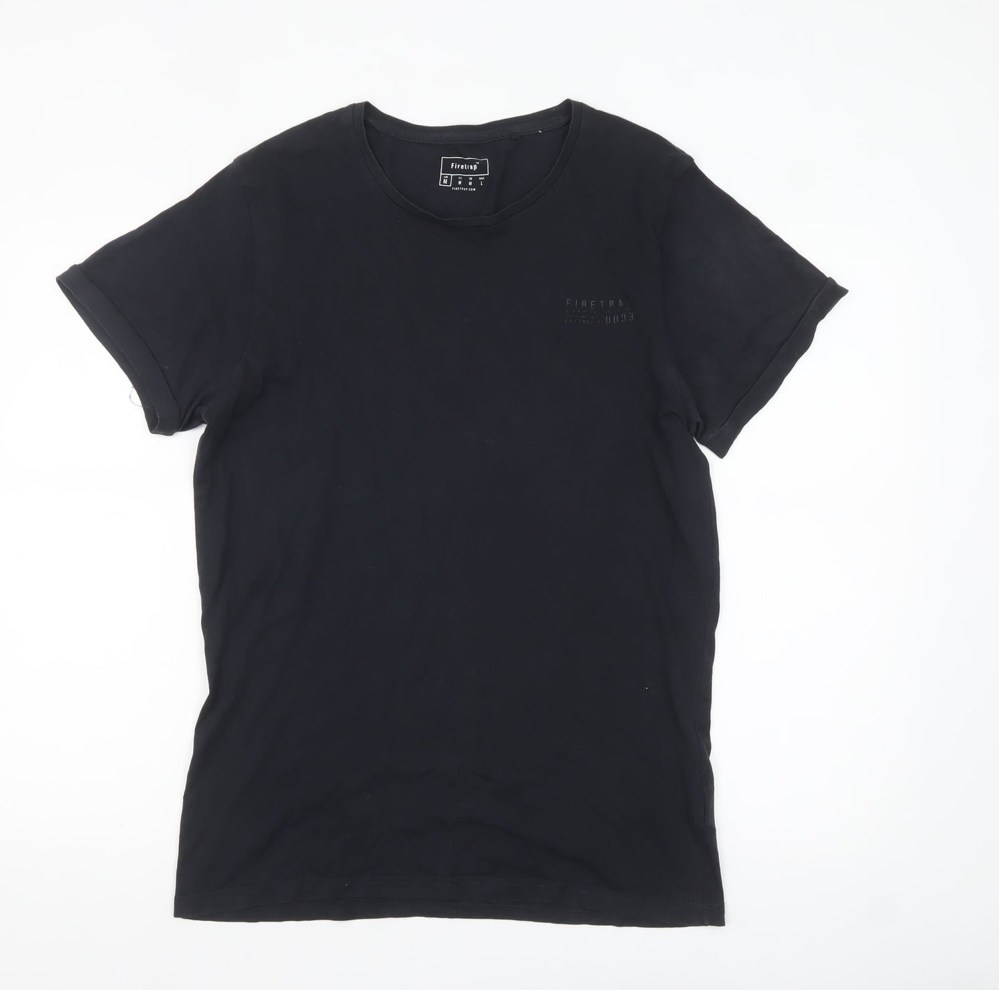 Firetrap Men's Black Cotton Short Sleeve Crew Neck T-Shirt M