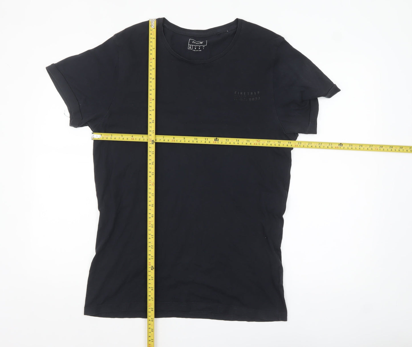 Firetrap Men's Black Cotton Short Sleeve Crew Neck T-Shirt M