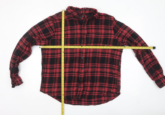 Eddie Bauer Men's Red Black Plaid Flannel Button-Up Shirt XL