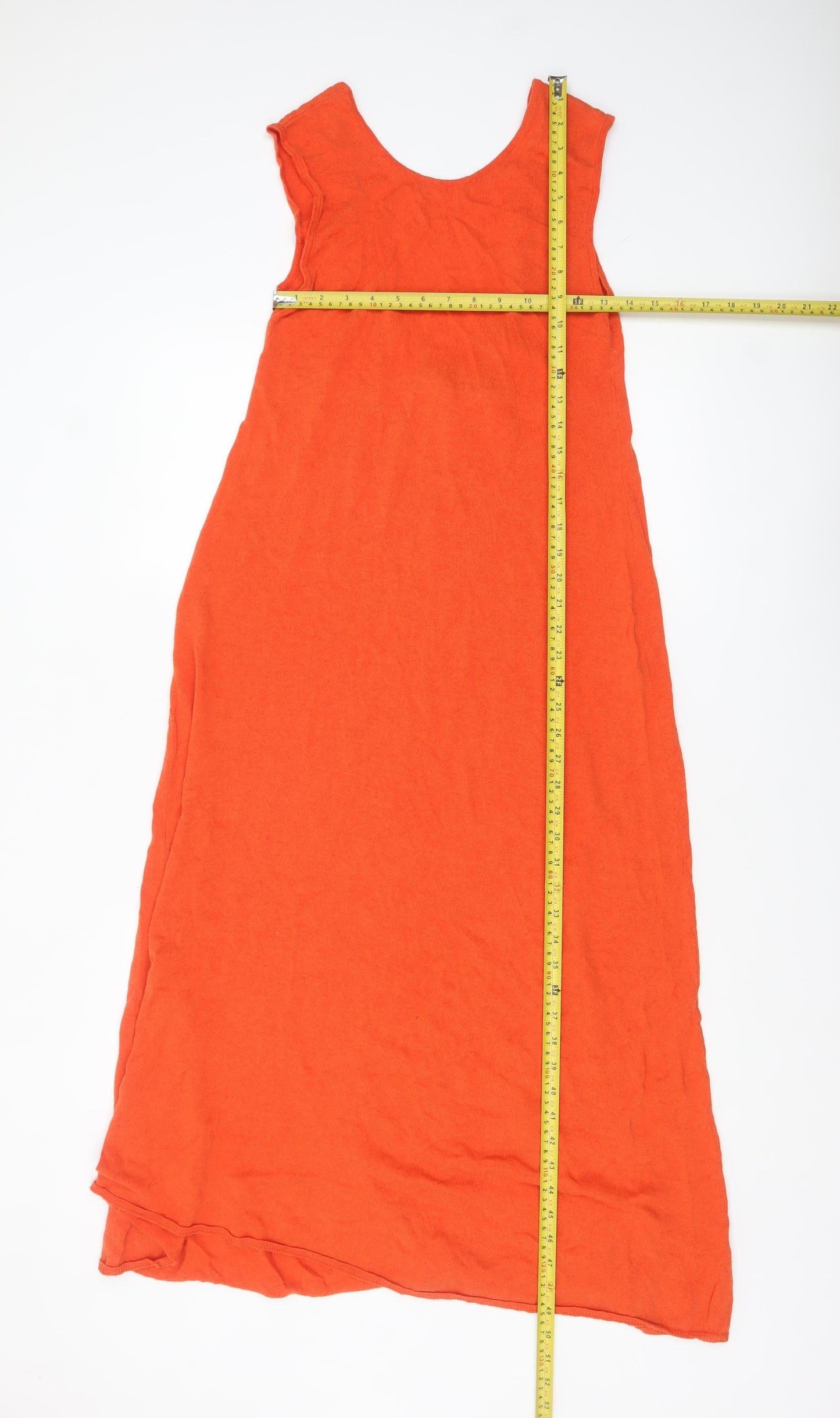 Zara Women Orange Cotton Viscose Midi Slip Dress Size 12