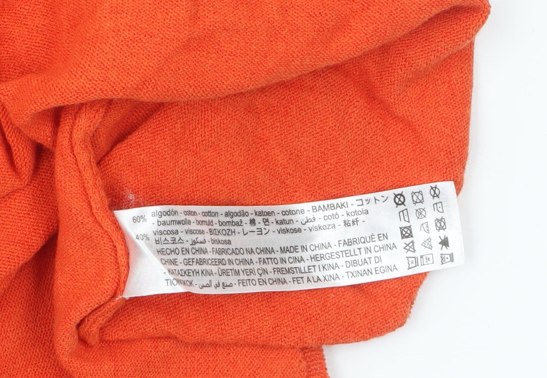Zara Women Orange Cotton Viscose Midi Slip Dress Size 12