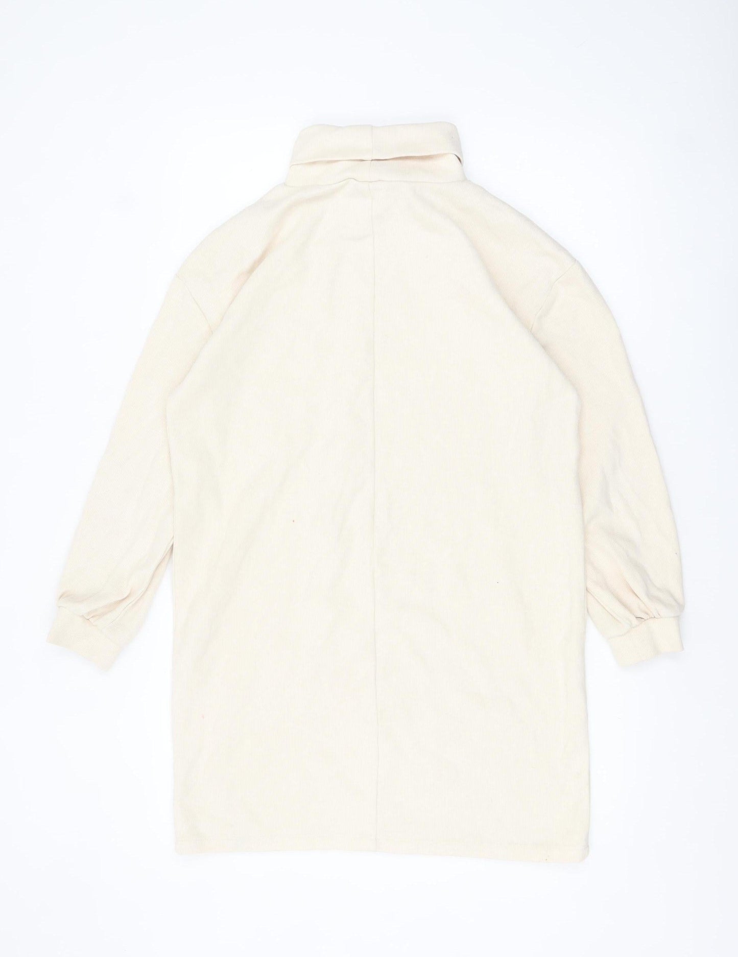 Max Women’s Beige Roll Neck Long Sleeve Cotton Top M