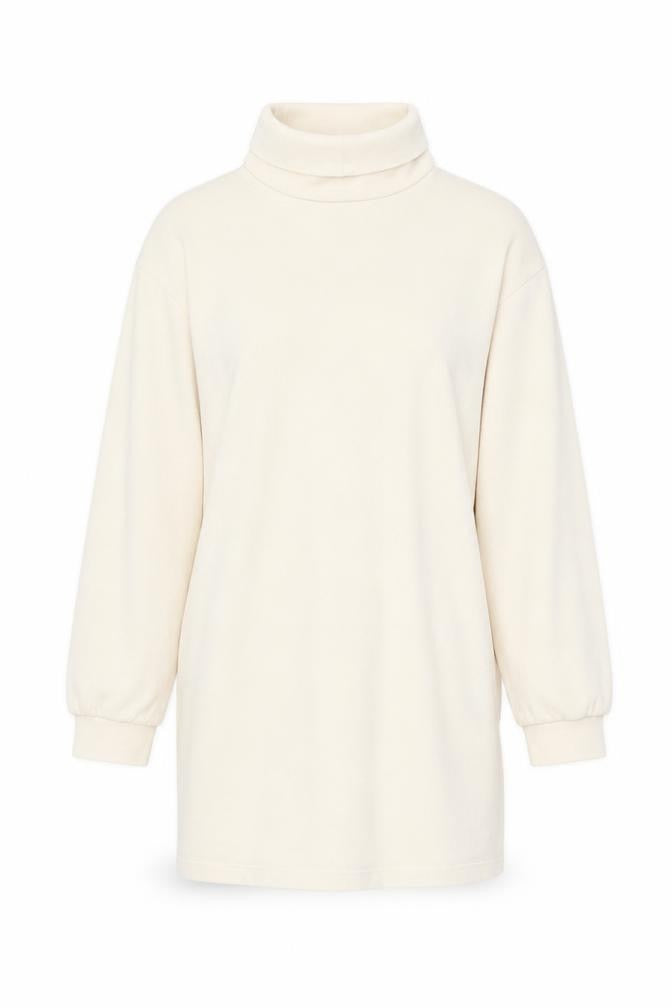 Max Women’s Beige Roll Neck Long Sleeve Cotton Top M