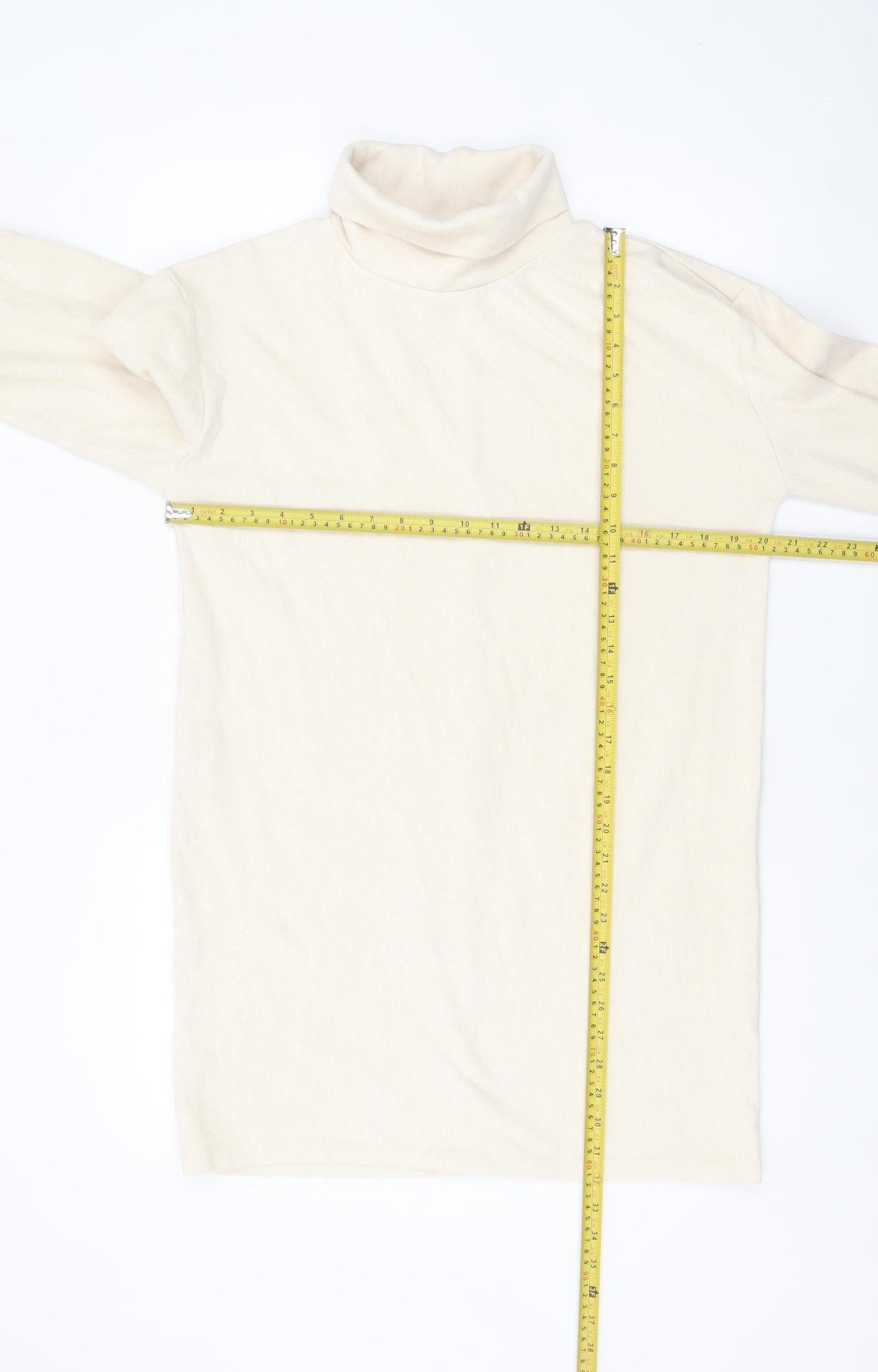 Max Women’s Beige Roll Neck Long Sleeve Cotton Top M