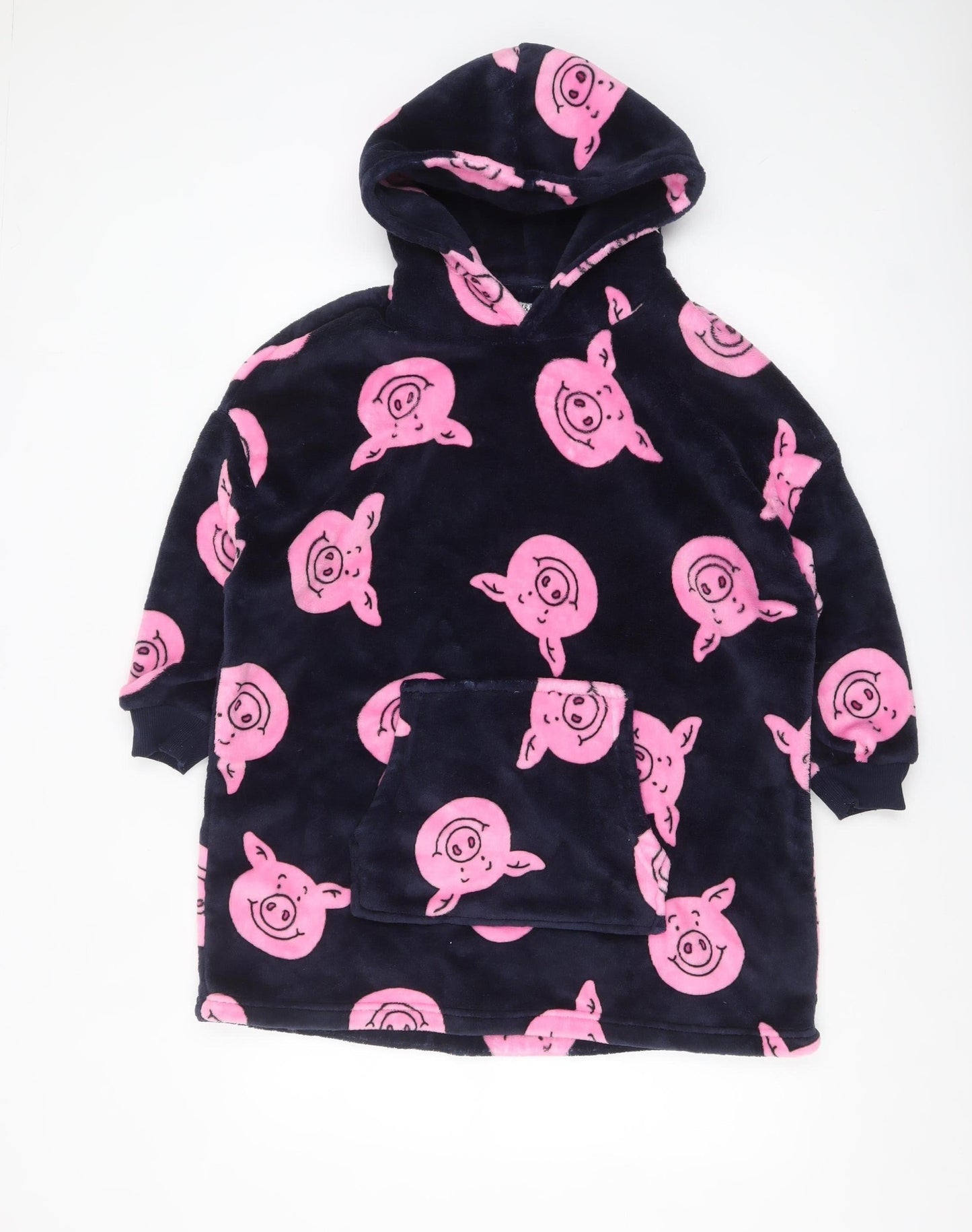 Marks and Spencer Girls Blue Percy Pig Fleece Hooded Robe 9-10 Years