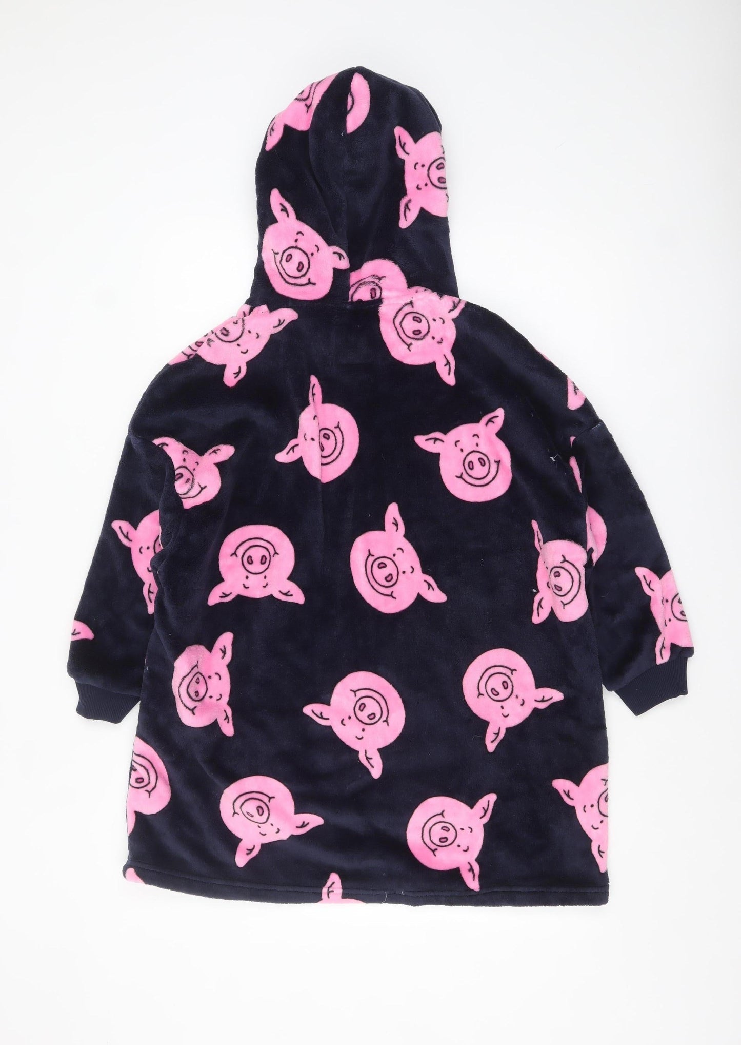 Marks and Spencer Girls Blue Percy Pig Fleece Hooded Robe 9-10 Years