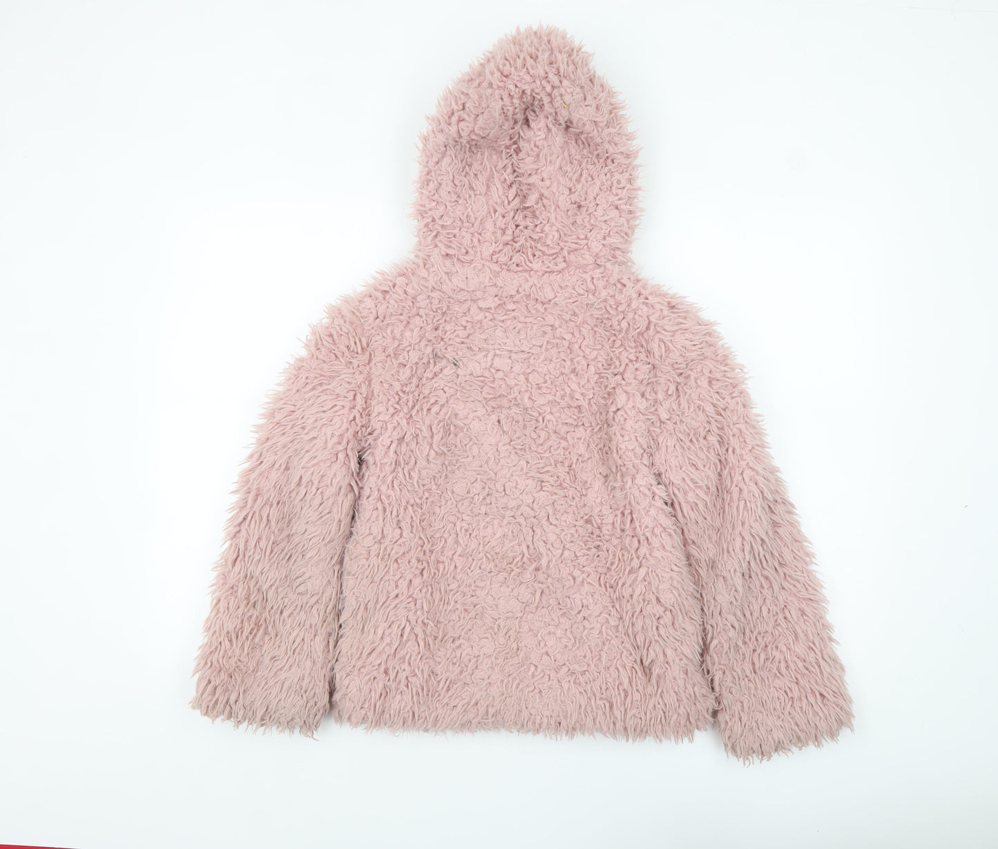 FatFace Girls Pink Faux Fur Hooded Lined Jacket 10-11 Years