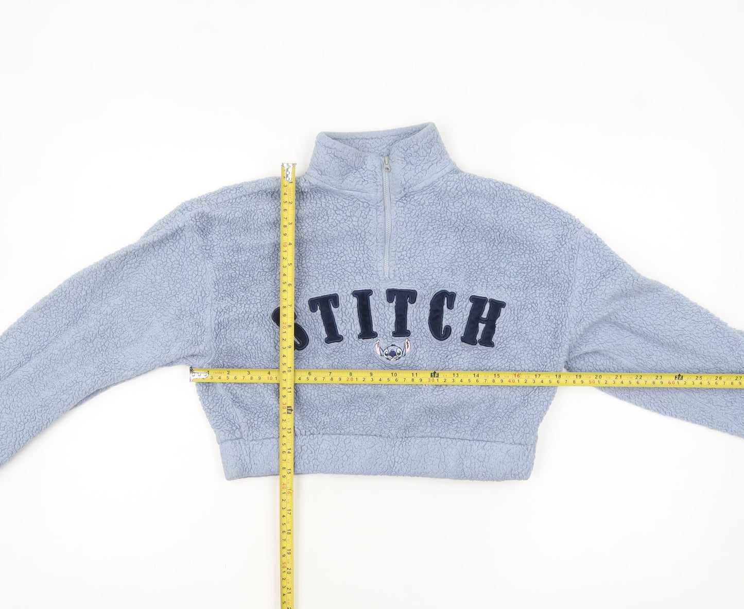 Disney Stitch Blue Fleece 1/4 Zip Pullover Sweatshirt Women S