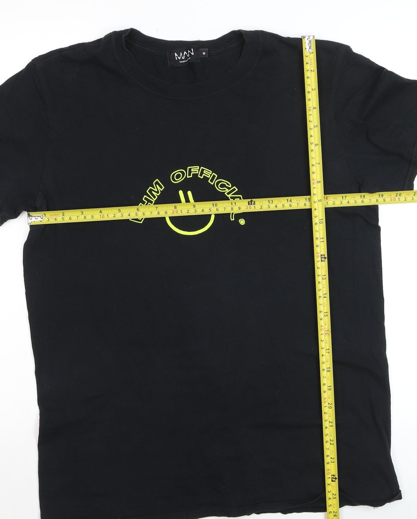 BoohooMAN Men's Black Graphic Smiley Logo Short Sleeve T-Shirt M
